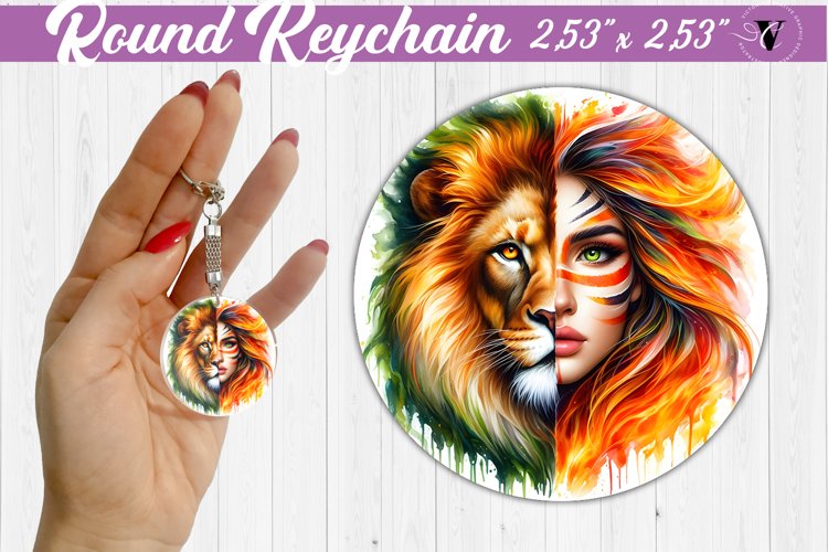 Round keychain sublimation | Strong woman