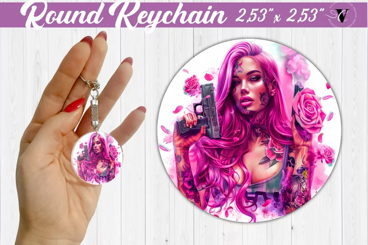 Round keychain sublimation | Strong woman