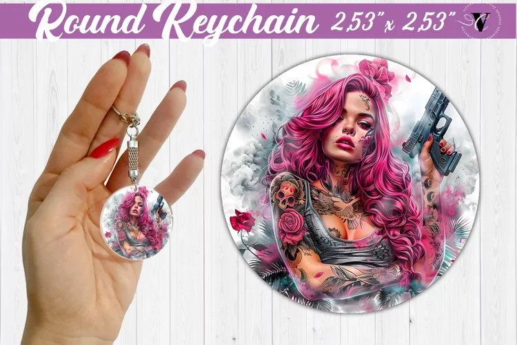 Round keychain sublimation | Strong woman