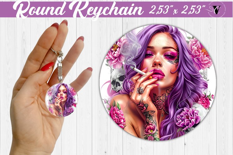 Round keychain sublimation | Strong woman