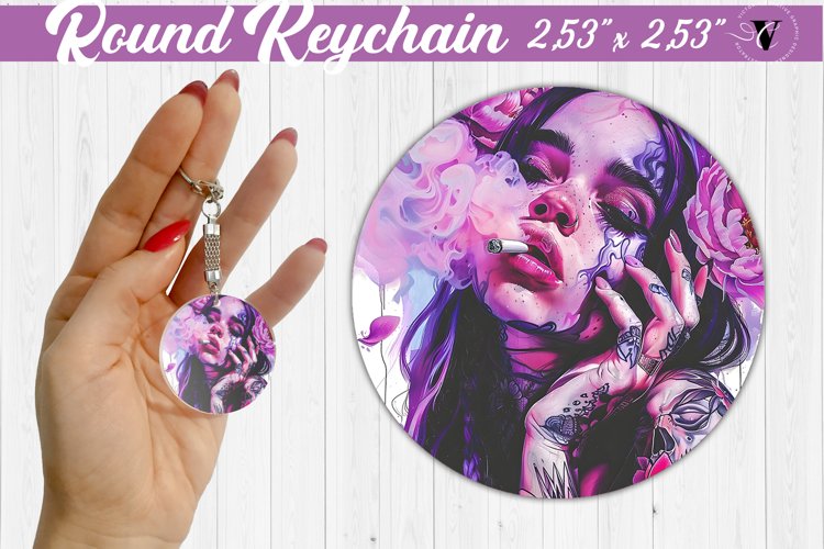 Round keychain sublimation | Strong woman