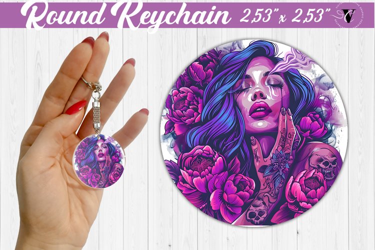 Round keychain sublimation | Strong woman