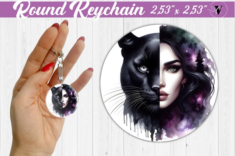Round keychain sublimation | Strong woman example image 1