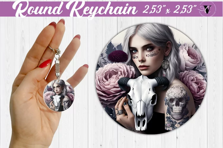 Round keychain sublimation | Strong woman