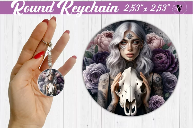 Round keychain sublimation | Strong woman