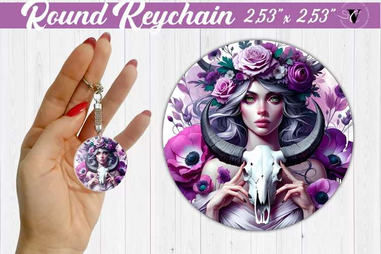 Round keychain sublimation | Strong woman