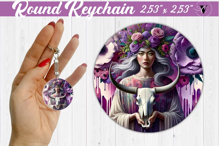 Round keychain sublimation | Strong woman