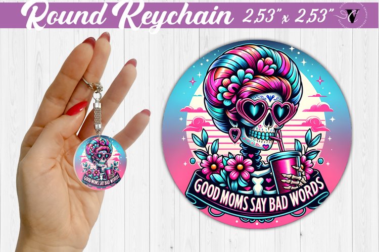 Round keychain sublimation | Strong woman example image 1