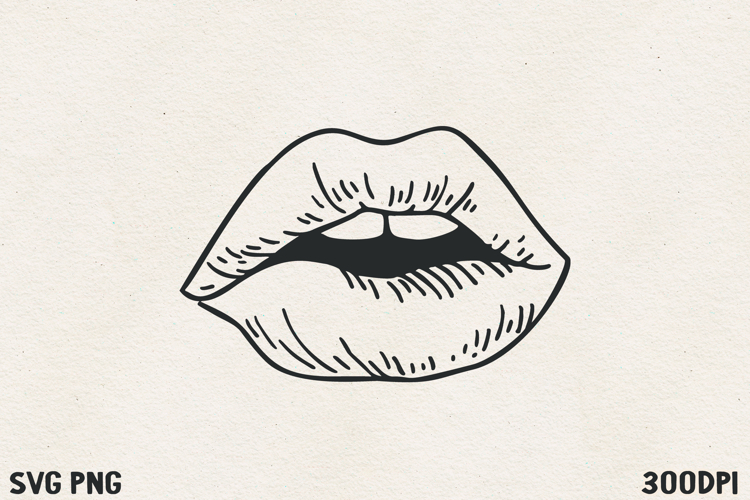 Sexy Lips Line Art SVG PNG | Bold Valentine Kiss