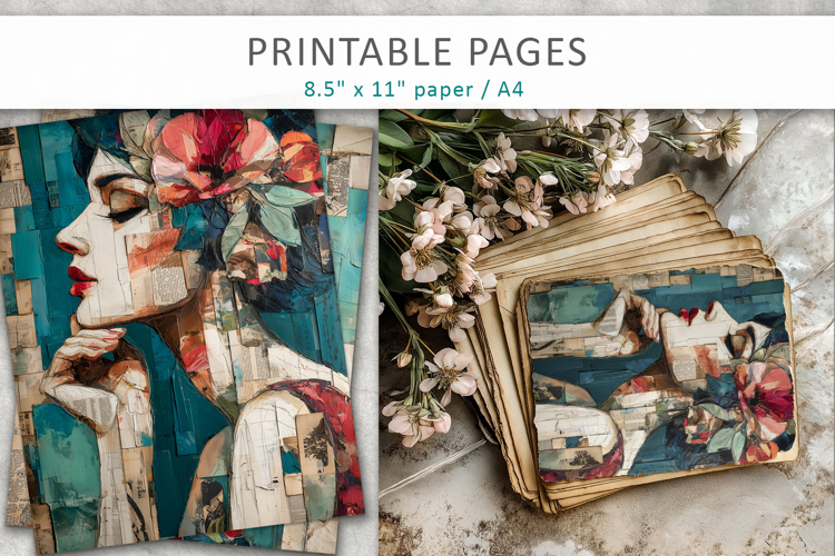 woman mixed media collage, creative resources