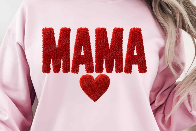 Latch Hook Yarn Faux Embroidery Mama PNG Crochet Valentine