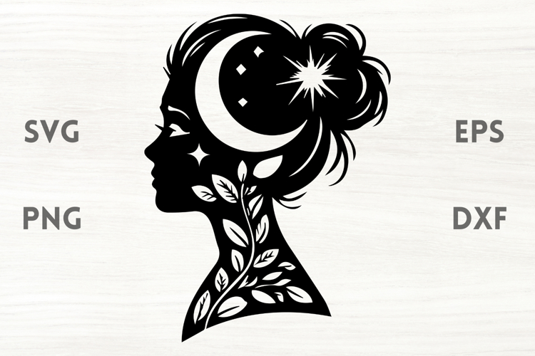 Moon Floral Lady SVG