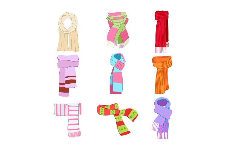 woman scarf set cartoon