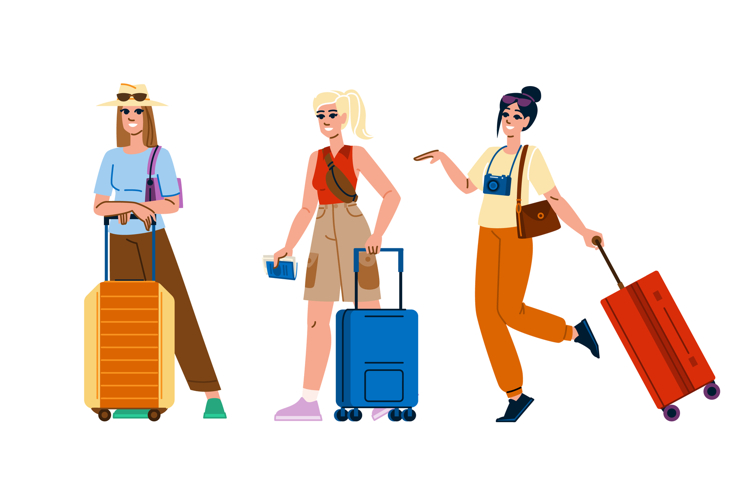 wanderlust woman travel suitcase vector