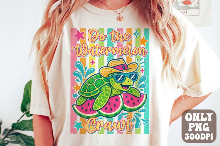 Do the Watermelon Crawl PNG, Turtle Png, Striped Summer Png
