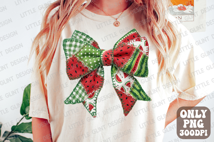 Summer Watermelon Coquette PNG | Watermelon Faux Patchwork