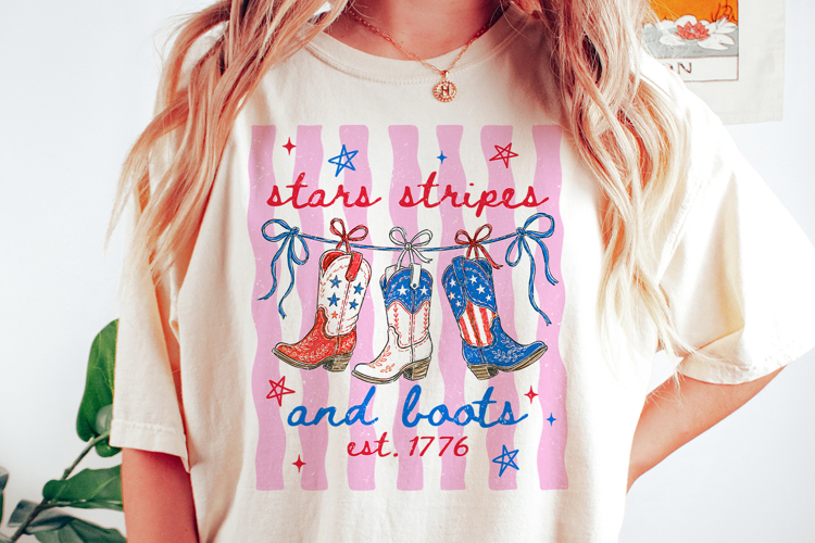 Patriotic Cowgirl PNG | American Cowboy Boots 4th Of July