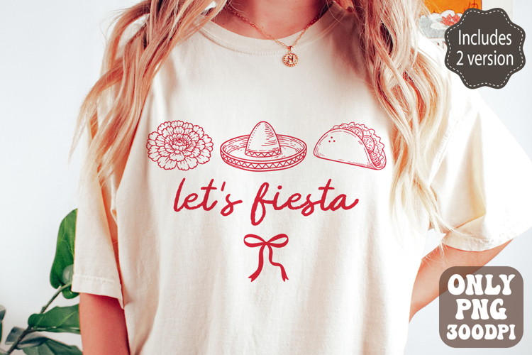 Boho Lets Fiesta PNG | Coquette Cinco De Mayo Png | Mexico