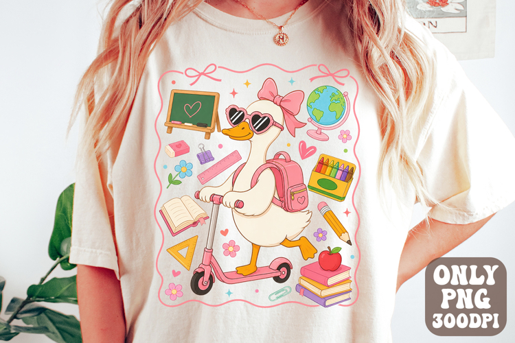 Cute Teacher Goose Png, Silly Goose Png, Kids School Duck