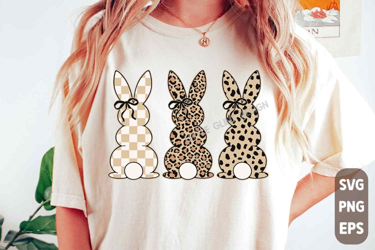 Trendy Easter Bunny PNG Design, Leopard Bunny with Bow