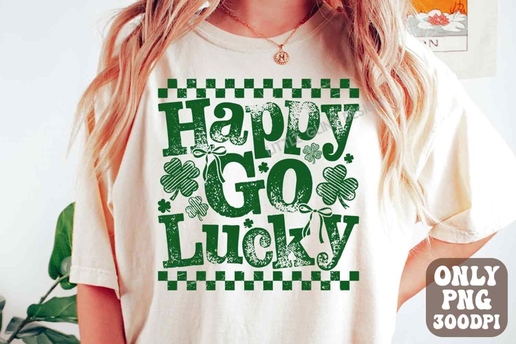 Funny St. Patricks Day Shirt Design, Happy Go Lucky Png