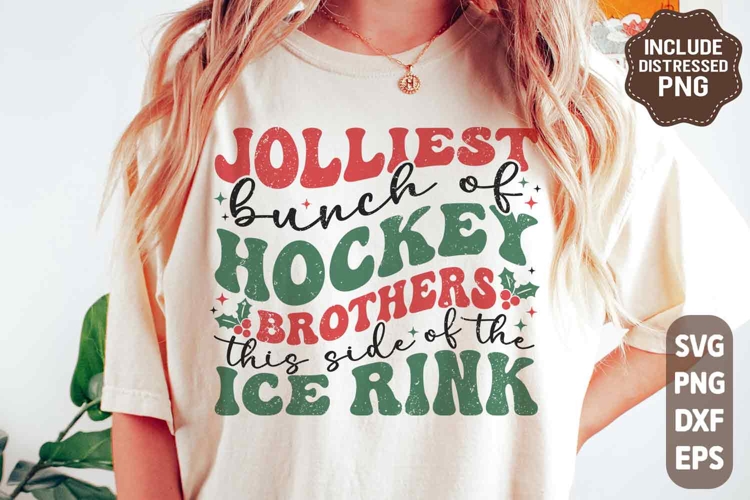 Retro Christmas Hockey Brothers SVG PNG | Family Hockey Gift