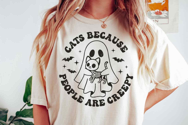 Retro Halloween Cat Mom SVG Cats Because People Are Creepy