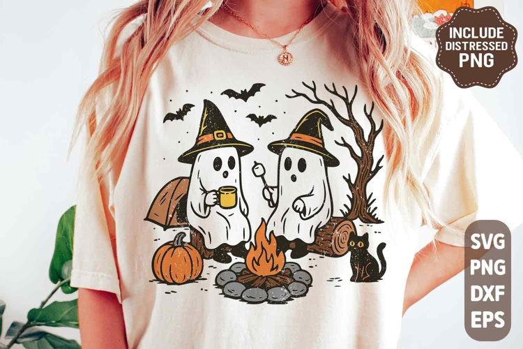 Retro Cute Ghost Halloween SVG PNG | Fall Camping Boo Ghosts