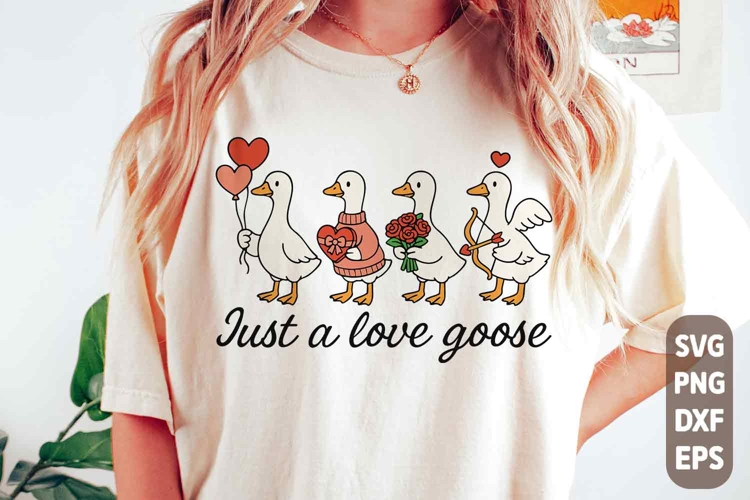 Just a love goose png, Valentine Goose png, Duck valentines