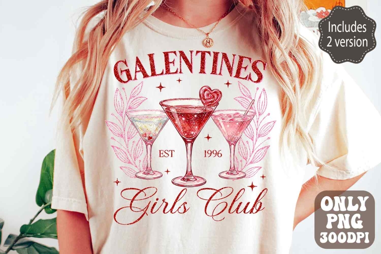 Galentines Girls Club PNG, Retro Girly Valentines day png