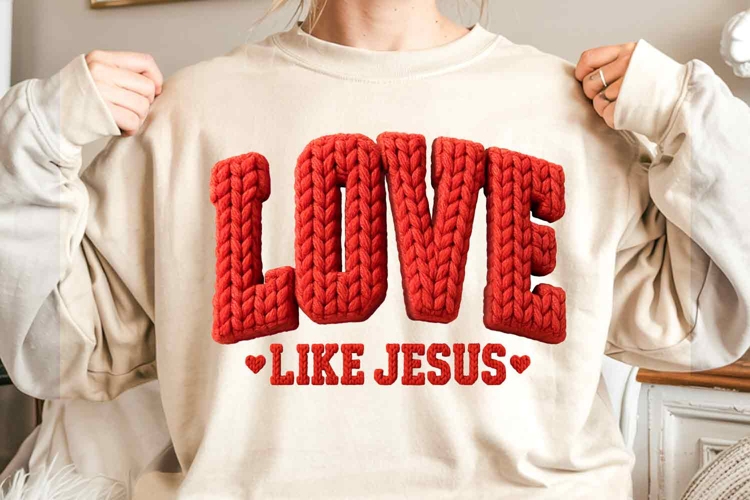 Latch Hook Yarn Faux Love Like Jesus PNG Valentines Day Vday