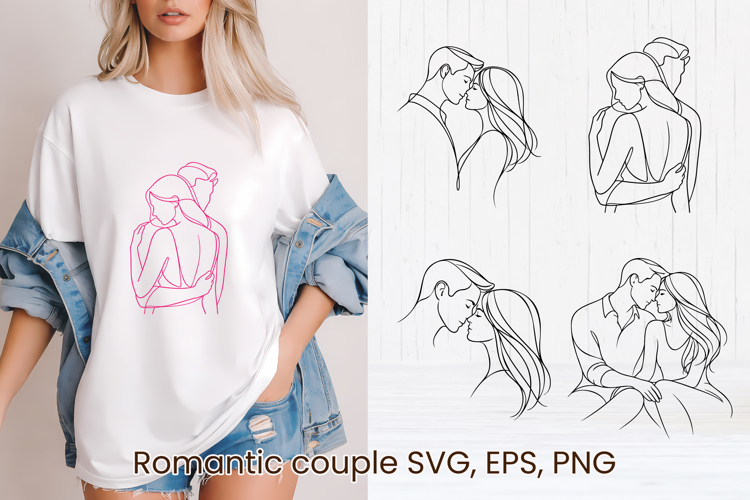 Minimalist couple line art SVG | Romantic couple SVG