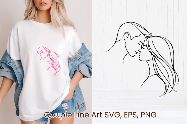 Minimalist couple line art SVG | Romantic couple SVG