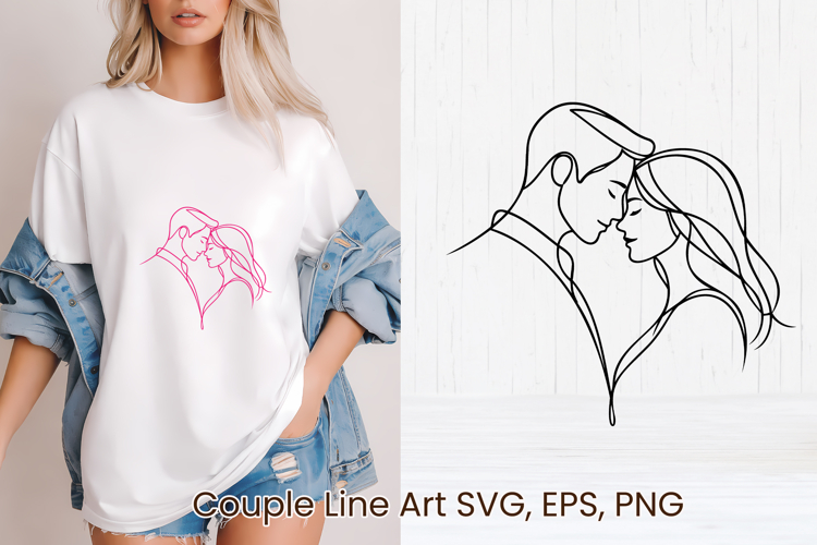 Minimalist couple line art SVG | Romantic couple SVG