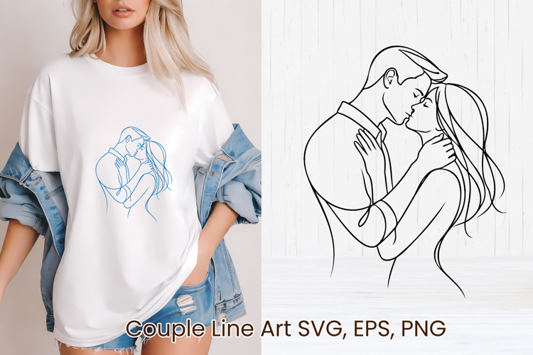 Minimalist couple line art SVG | Romantic couple SVG