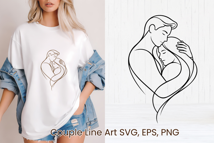 Minimalist couple line art SVG | Romantic couple SVG