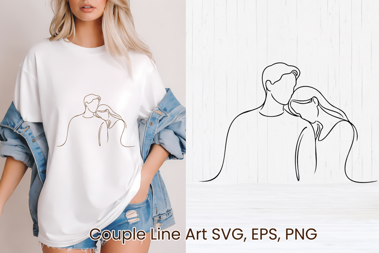 Minimalist couple line art SVG | Romantic couple SVG