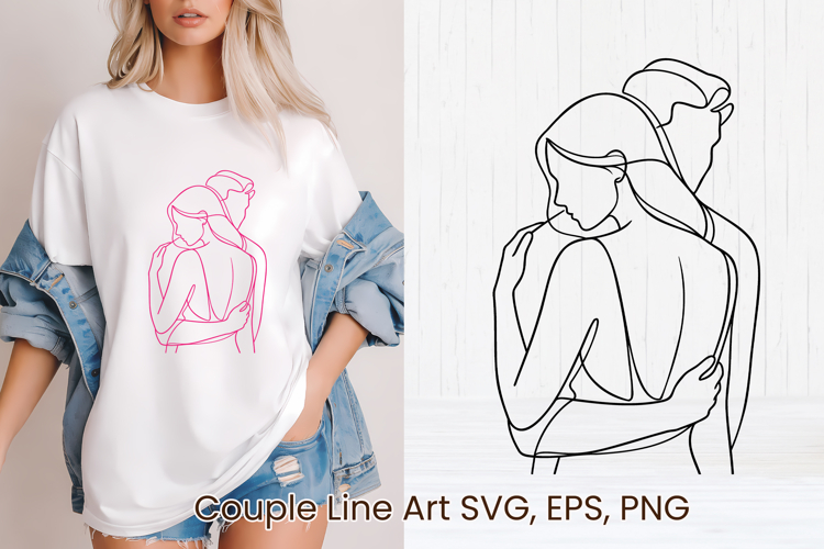Minimalist couple line art SVG | Romantic couple SVG