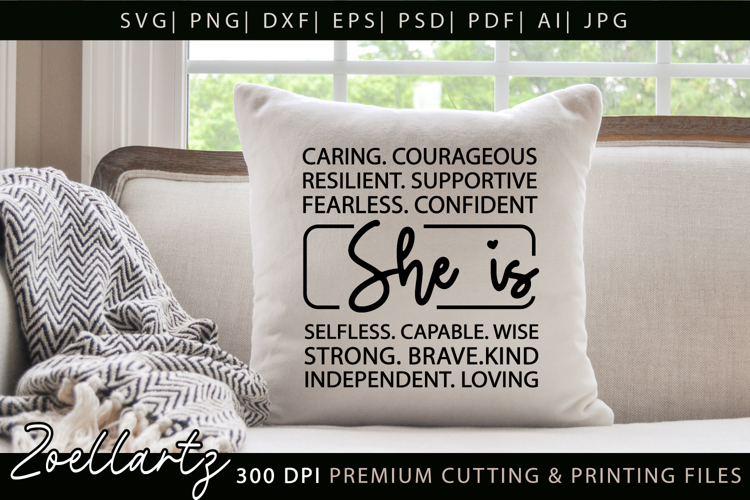 She Is Strong Kind Christian Quote SVG Women Empowerment SVG