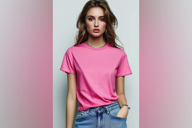 Dark Pink T Shirt Logo Branding Mockup example image 1