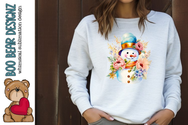 Watercolor Pastel Snowman Sublimation