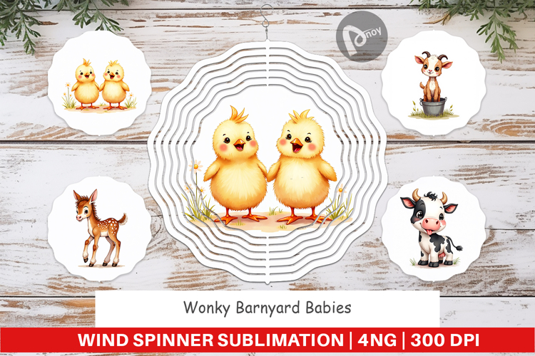 Wonky Barnyard Babies Wind Spinner