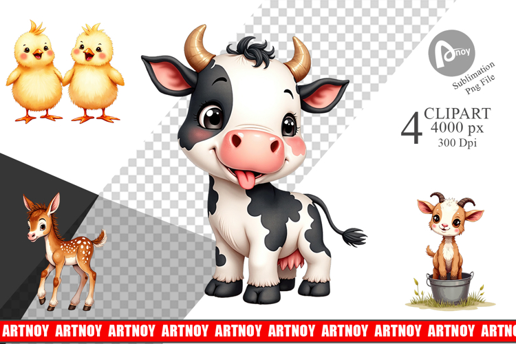 Wonky Barnyard Babies Clipart