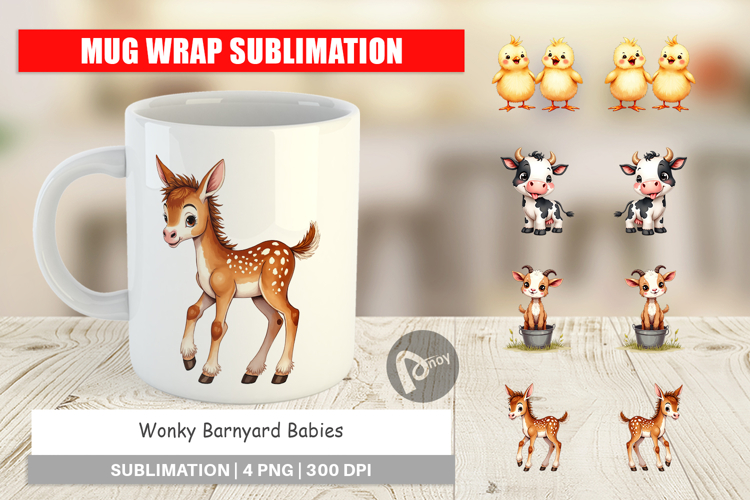 Wonky Barnyard Babies Mug Wrap
