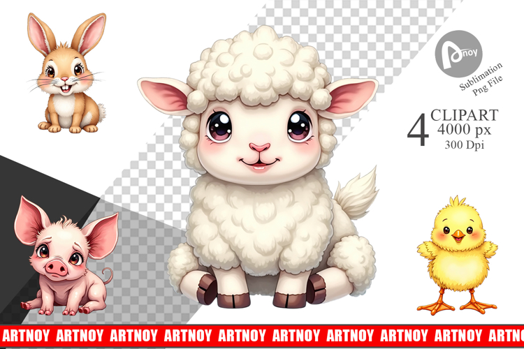 Wonky Barnyard Babies Clipart