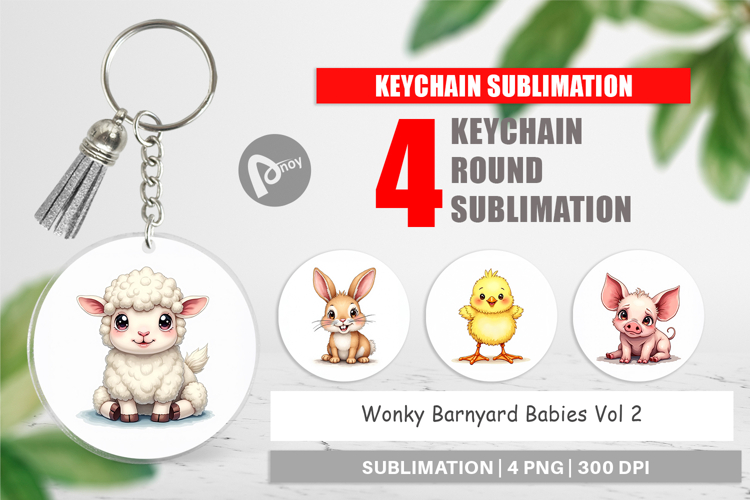 Wonky Barnyard Babies Keychain