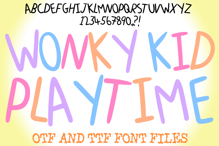 Wonky Kid Playtime Letters Alphabet ABC Text Font Hand Drawn