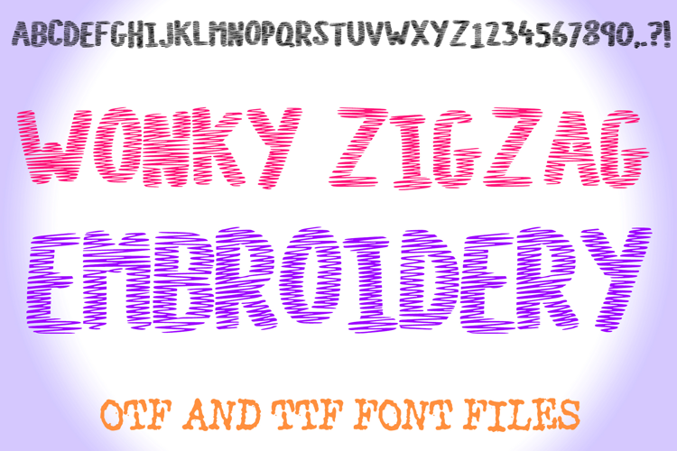 Wonky Zigzag Embroidery Lettering ABC Font Stitch Type