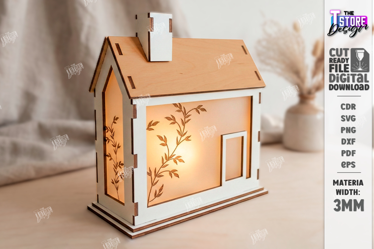 3D Lantern House Laser Cut | Wood and Acrylic Night Light
