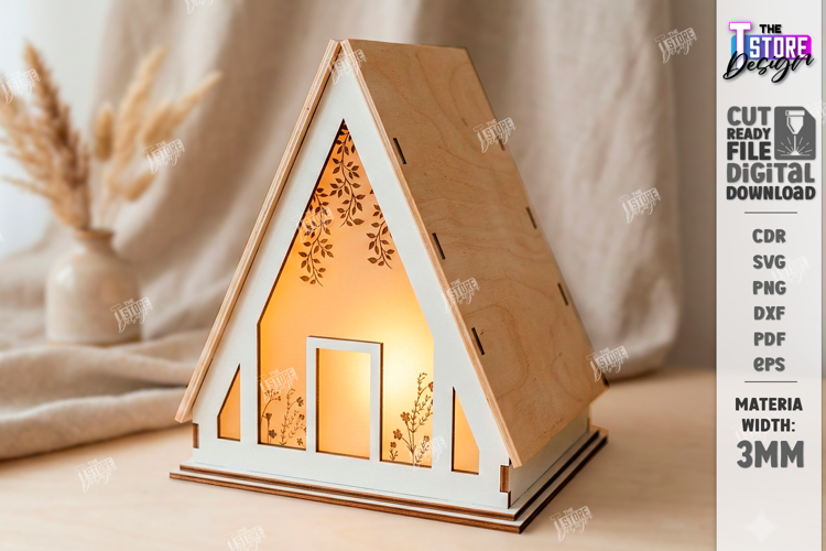3D Lantern House Laser Cut | Wood and Acrylic Night Light